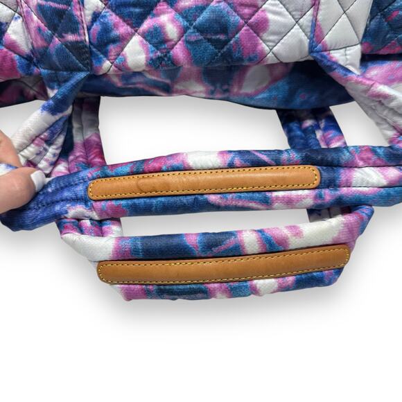 MZ Wallace Medium Metro Quilted Festival Print Blue Purple White Tote Bag - Picture 8 of 14